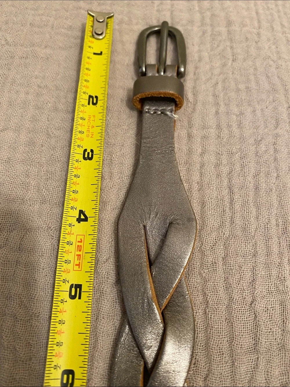 GAP Braided Leather Belt - Silver  with Tan Edges. Size M